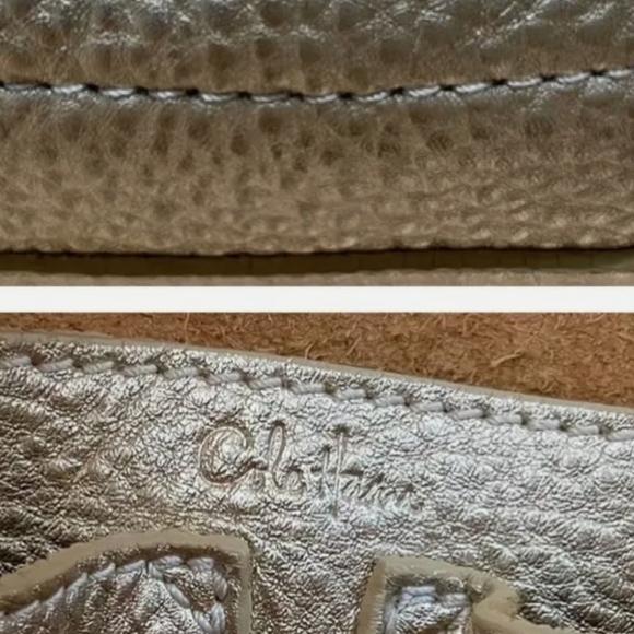 COLE HAAN GOLD Pebbled Leather Braided Handle 2 Way Tote Bag w/Charm - Picture 11 of 15